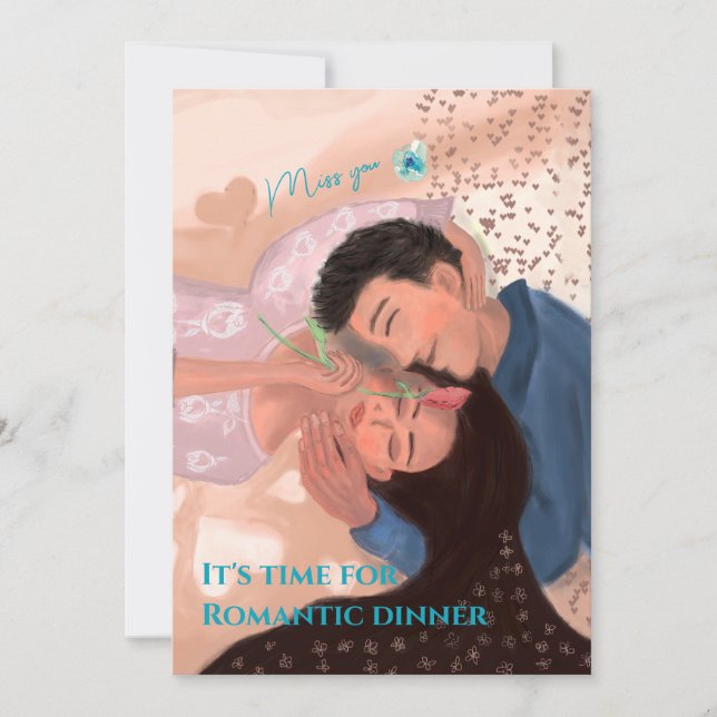 Invitation Dîner romantique entre vous et moi (Devant)