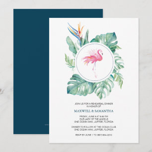 Invitation Dîner rose de répétition de Flamant rose