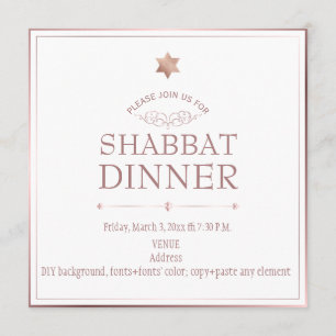 Invitation Dîner-Rose Gold Shabbat
