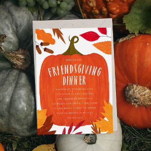 Invitation Dîner Rustique de Friendsgiving à l'occasion de l'