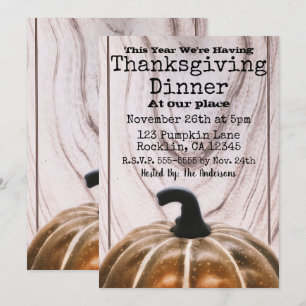 Invitation Dîner rustique de Thanksgiving à l'automne avec ci