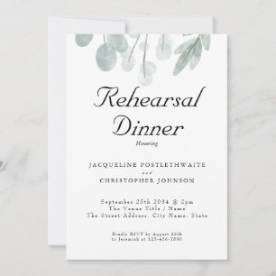Invitation Dîner Rustique Eucalyptus Floral Mariage