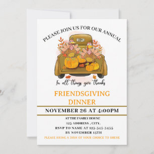 Invitation dîner rustique Friendsgiving