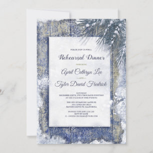 Invitation Dîner Rustique hiver Neige Grange Bois