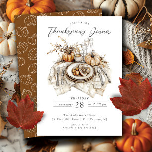 Invitation Dîner Rustique Thanksgiving