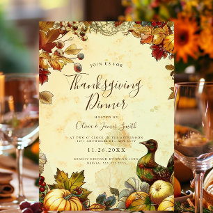 Invitation Dîner Rustique Thanksgiving