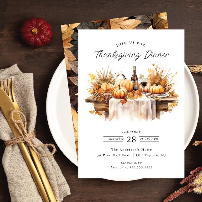 Invitation Dîner Rustique Thanksgiving (Créateur téléchargé)