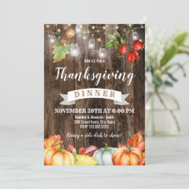 Invitation Dîner Rustique Thanksgiving