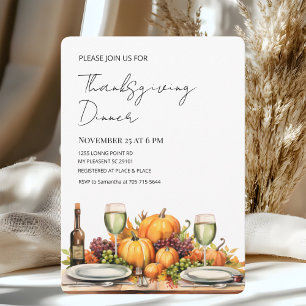 Invitation Dîner Rustique Thanksgiving Récolte d'automne