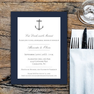 Invitation Dîner simple Ancre nautique