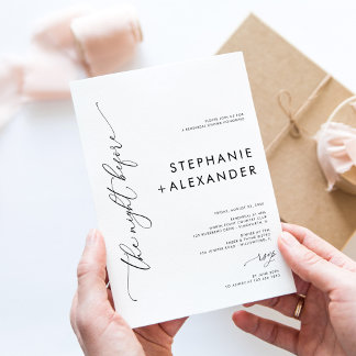 Invitation Dîner simple de répétition Mariage noir et blanc