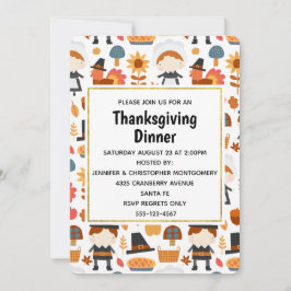 Invitation Dîner sur le thème des Pèlerins de Thanksgiving