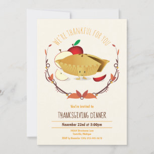 Invitation Dîner Thankesgiving Holiday Pomme tarte Tan Brown