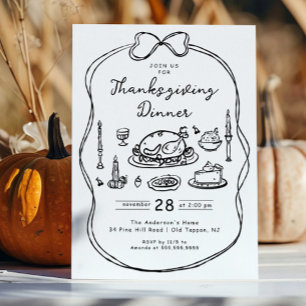 Invitation Dîner Thanksgiving à la main