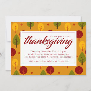 Invitation Dîner Thanksgiving Arbres d'automne