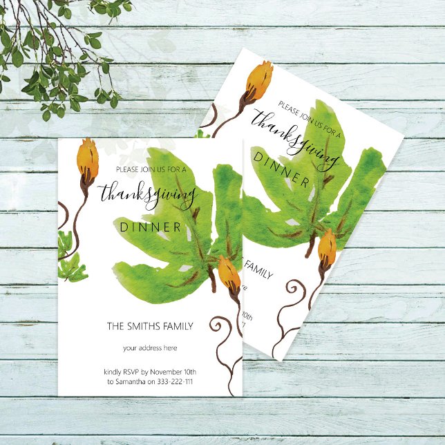 Invitation Dîner Thanksgiving Citrouille aquarelle (Créateur téléchargé)