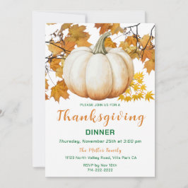 Invitation Dîner Thanksgiving Citrouille d'automne