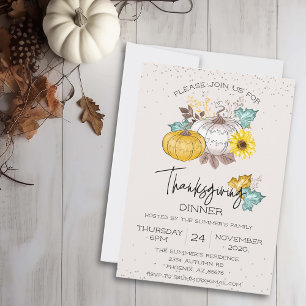Invitation Dîner Thanksgiving Citrouille de Parties scintilla