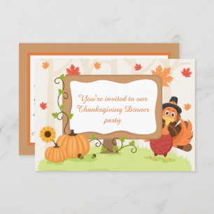 Invitation Dîner Thanksgiving dinde dinde ajouter des informa