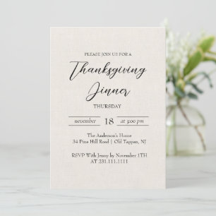 Invitation Dîner Thanksgiving en toile simple et élégant