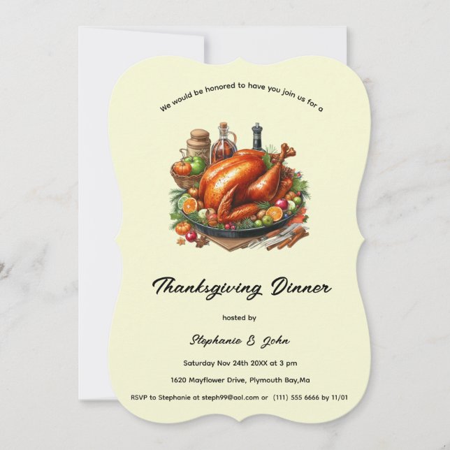 Invitation Dîner Thanksgiving personnalisé (Devant)