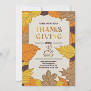 Invitation Dîner Thanksgiving personnalisé Automne personnali