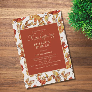 Invitation Dîner Thanksgiving Potluck Terracotta Folio