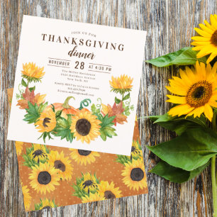 Invitation Dîner Thanksgiving Russe Citrouille Tournesol