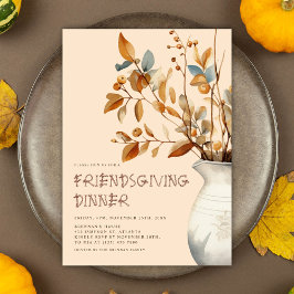 Invitation Dîner Thanksgiving Rustique Automne Amical