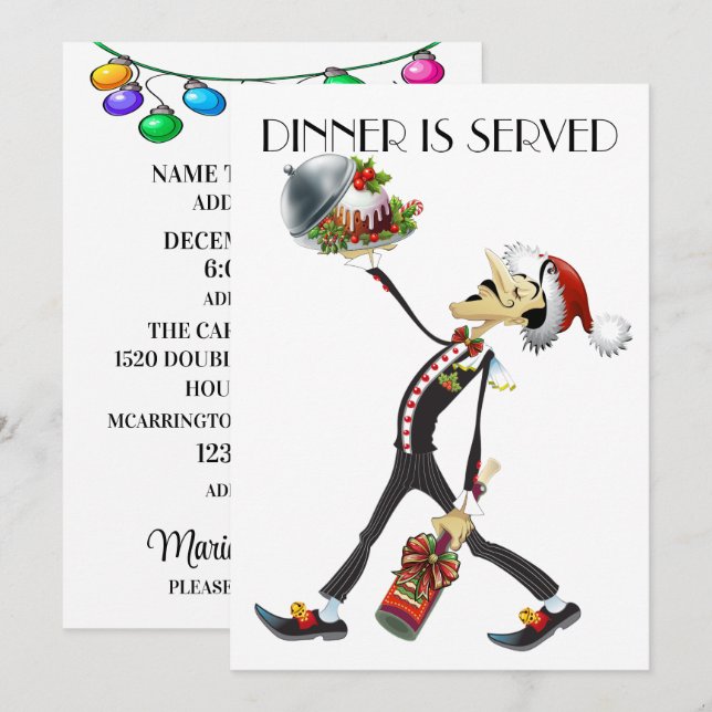 Invitation Dîner unique / Rassemblement série de serveurs (Devant / Derrière)