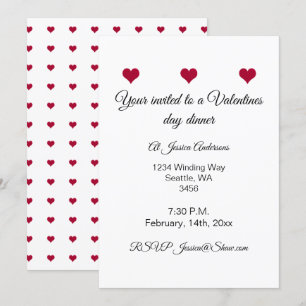 Invitation Dîner valentin au coeur rouge