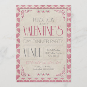 Invitation Dîner vintage de Saint-Valentin