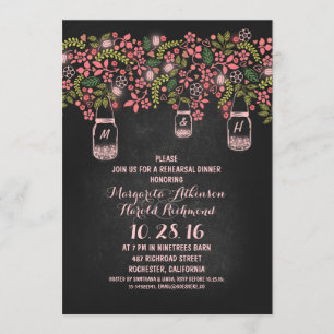 Invitation dîners de répétitions de chalkboard rose rustique