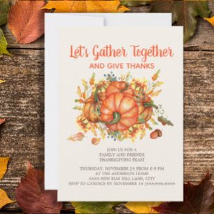 Invitation Dîners de Thanksgiving Citrouilles Rassembler Rend