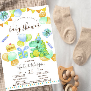 Invitation Dino,Cadeaux,Bonbons Baby Shower Zigzag