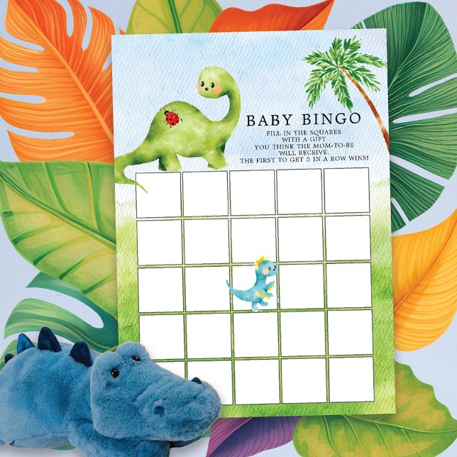 Invitation Dino Delight Baby shower Bingo Jeu (Créateur téléchargé)