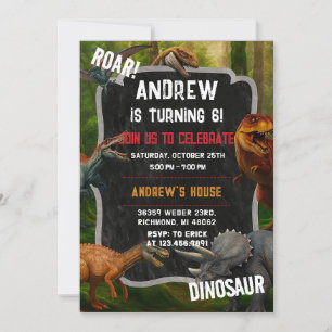 Invitation Dino Dino Boy Dinosaur anniversaire T-Rex fête