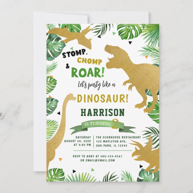 Invitation Dino Island Dinosaur fête d'anniversaire Anniversa (Devant)