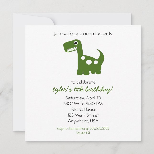 Invitation Dino-mite (Devant)