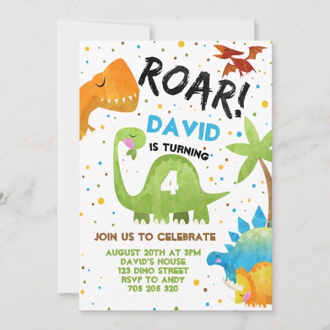 Invitation Dino Party Boy Dinosaur Jungle Anniversaire (Devant)