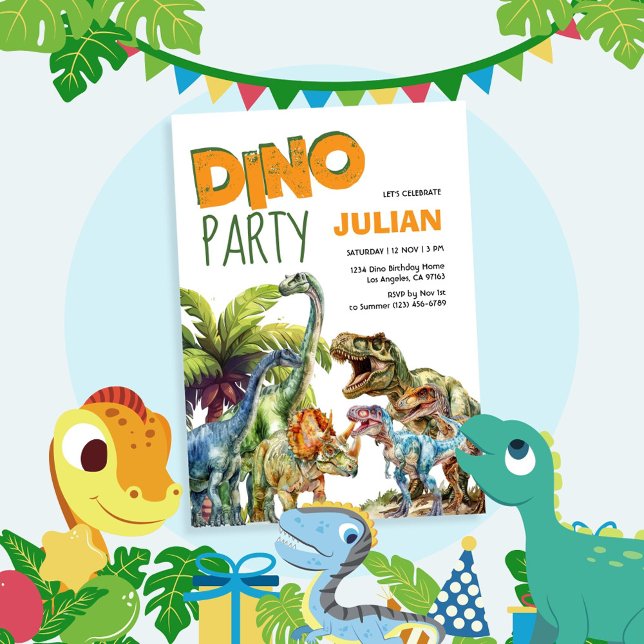 Invitation Dino Party Dinosaur Anniversaire (Créateur téléchargé)