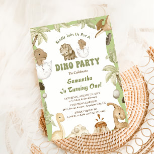 Invitation Dino Party   Dinosaures mignons Premier Anniversai
