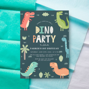 Modèle D'invitation D'anniversaire De Dinosaure Aquarelle Peint à La Main  Avec Photo