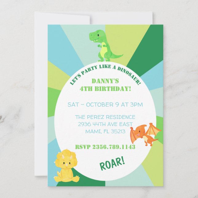 INVITATION DINOSAUR (Devant)