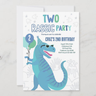 Invitation Dinosaur 2e fête d'anniversaire T-Rex 2e anniversa