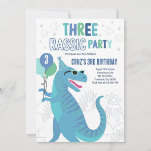 Invitation Dinosaur 3e anniversaire fête T-Rex 3e anniversair