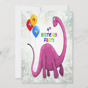 Invitation Dinosaur 4e fête d'anniversaire