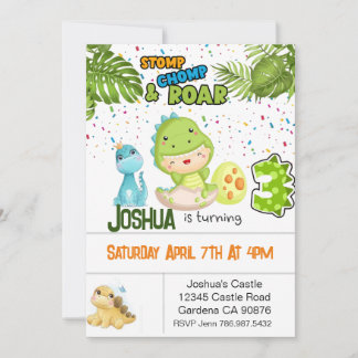 Invitation Dinosaur à l'invitation de 3 ans