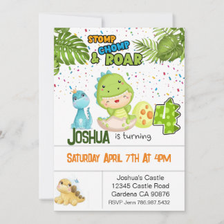 Invitation Dinosaur à quatre ans
