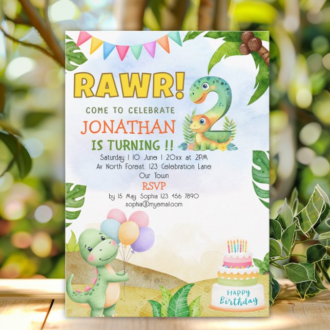 Invitation Dinosaur Birthday 2 for Boys | Rawr Dino party (Créateur téléchargé)